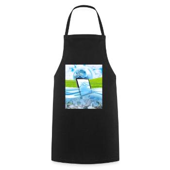 Frutiger Aero Aesthetic Tech Wasserfische Monitor - Kochschürze - Schwarz - Vorne - AI Model Male 185 dark (185cm)