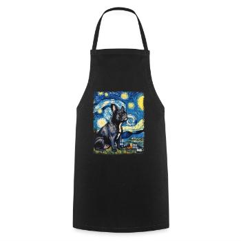 French Bulldog Frenchie Dog Starry Night - Cooking Apron - black - Front - AI Model Male 185 dark (185cm)