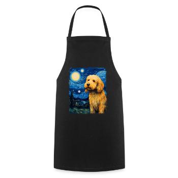 Golden Doodle Goldendoodle Dog Starry Night Painting - Cooking Apron - black - Front - AI Model Male 185 dark (185cm)