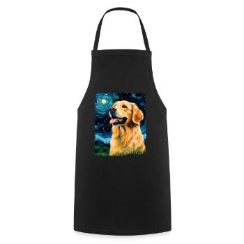 Golden Retriever chien Nuit étoilée peinture - Tablier de cuisine - noir - Devant - AI Model Male 185 dark (185cm)