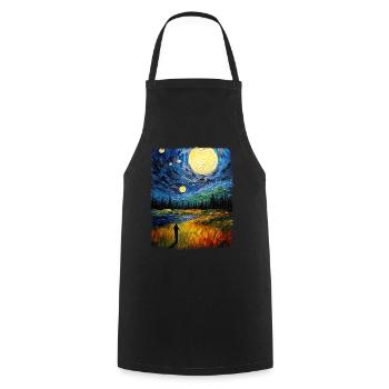 Golfer Golfer Golf Game Starry Night Painting - Cooking Apron - black - Front - AI Model Male 185 dark (185cm)