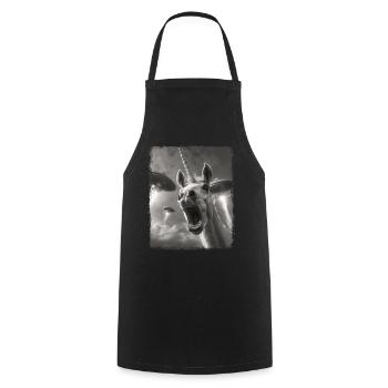 Unicorn Horse UFO Alien Alien Selfie - Cooking Apron - black - Front - AI Model Male 185 dark (185cm)