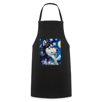 Alaskan Malamute Chien Nuit étoilée Peinture - Tablier de cuisine - noir - Devant - AI Model Male 185 dark (185cm)