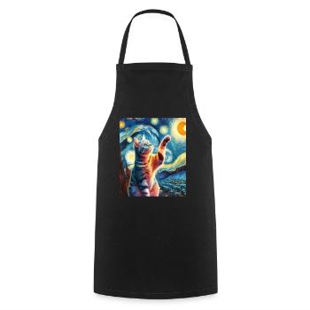 Chat américain à poil court Peinture de nuit étoilée - Tablier de cuisine - noir - Devant - AI Model Male 185 dark (185cm)