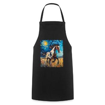 Appaloosa Pferd Sternennacht Gemälde - Kochschürze - Schwarz - Vorne - AI Model Male 185 dark (185cm)
