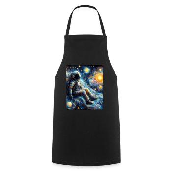 astronaute planète spatiale nuit étoilée peinture - Tablier de cuisine - noir - Devant - AI Model Male 185 dark (185cm)