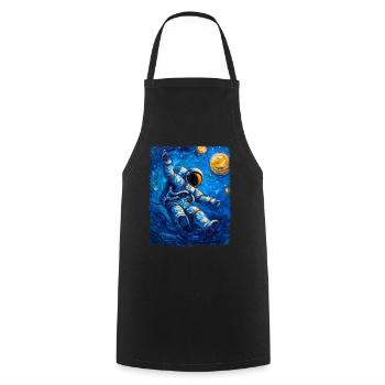 astronaute planète spatiale nuit étoilée peinture - Tablier de cuisine - noir - Devant - AI Model Male 185 dark (185cm)