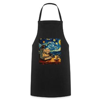 Barista Coffee Maker Starry Night Painting - Cooking Apron - black - Front - AI Model Male 185 dark (185cm)