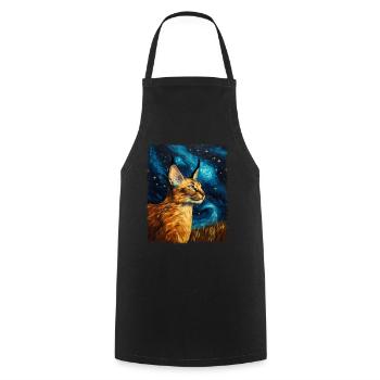Big Floppa Karakal Katze Meme Sternennacht Malerei - Kochschürze - Schwarz - Vorne - AI Model Male 185 dark (185cm)
