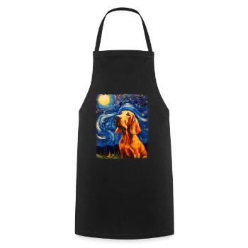 Bloodhound chien Nuit étoilée peinture - Tablier de cuisine - noir - Devant - AI Model Male 185 dark (185cm)