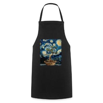 Bonsaï Arbre Zen Japonais Nuit Étoilée Peinture - Tablier de cuisine - noir - Devant - AI Model Male 185 dark (185cm)