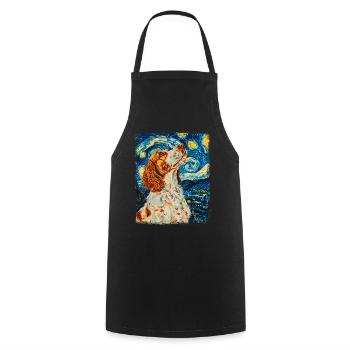 Brittany Spaniel Chien Nuit étoilée Peinture - Tablier de cuisine - noir - Devant - AI Model Male 185 dark (185cm)