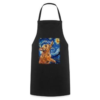 Brussels Griffon Dog Starry Night Painting - Cooking Apron - black - Front - AI Model Male 185 dark (185cm)