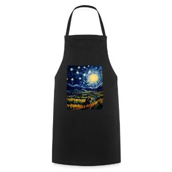 Horse Rider Riding Dressage Starry Night Painting - Cooking Apron - black - Front - AI Model Male 185 dark (185cm)