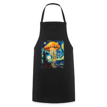 Méduse Océan Nuit étoilée Peinture - Tablier de cuisine - noir - Devant - AI Model Male 185 dark (185cm)