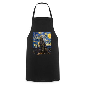 loup-garou loups hurlant peinture nuit étoilée - Tablier de cuisine - noir - Devant - AI Model Male 185 dark (185cm)