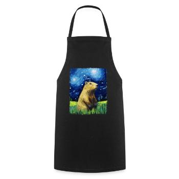 Capybara Capibara Sternennacht Gemälde - Kochschürze - Schwarz - Vorne - AI Model Male 185 dark (185cm)
