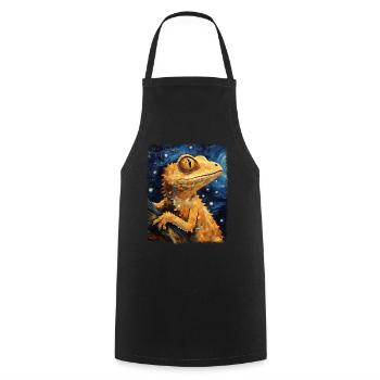Lézard à crête Peinture de nuit étoilée - Tablier de cuisine - noir - Devant - AI Model Male 185 dark (185cm)