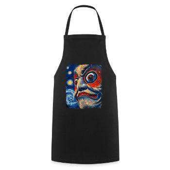 Daruma Doll Japan Starry Night Painting - Cooking Apron - black - Front - AI Model Male 185 dark (185cm)