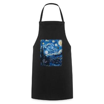 Pigeon Hunt Pigeon Hunter Starry Night Painting - Cooking Apron - black - Front - AI Model Male 185 dark (185cm)