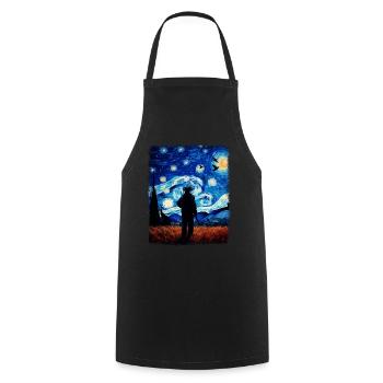 Pigeon Hunter Pigeon Hunting Starry Night Painting - Cooking Apron - black - Front - AI Model Male 185 dark (185cm)