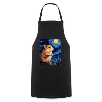 Hamster Hammy Starry Night Painting - Cooking Apron - black - Front - AI Model Male 185 dark (185cm)