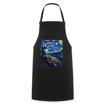 Schnabeltier Sternennacht Gemälde - Kochschürze - Schwarz - Vorne - AI Model Male 185 dark (185cm)