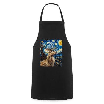 Renne Noël Père Noël Nuit étoilée Ge - Tablier de cuisine - noir - Devant - AI Model Male 185 dark (185cm)