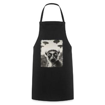 Lémurien Ringtail OVNI Alien Alien Selfie - Tablier de cuisine - noir - Devant - AI Model Male 185 dark (185cm)