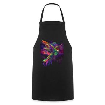Kolibri Vogel Popart - Kochschürze - Schwarz - Vorne - AI Model Male 185 dark (185cm)