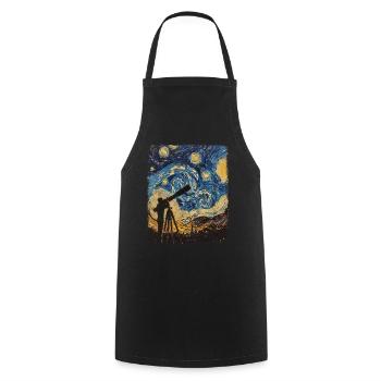 Stargazing Stargazer Astronomy Starry Night Painter - Cooking Apron - black - Front - AI Model Male 185 dark (185cm)