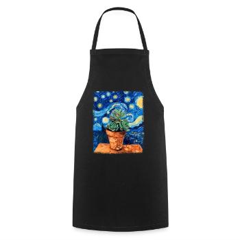 Succulent Cactus Plant Starry Night Painting - Cooking Apron - black - Front - AI Model Male 185 dark (185cm)