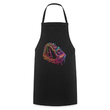 Roller coaster amusement park Popart - Cooking Apron - black - Front - AI Model Male 185 dark (185cm)