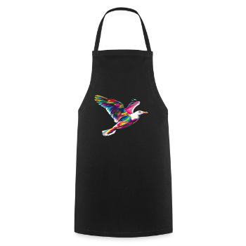 Seemöwe Möwe Seevogel Popart - Kochschürze - Schwarz - Vorne - AI Model Male 185 dark (185cm)
