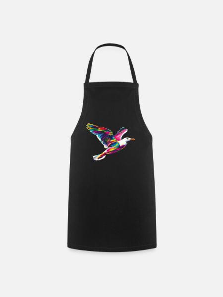 Mouette Mouette Oiseau de mer Popart - Tablier de cuisine - noir