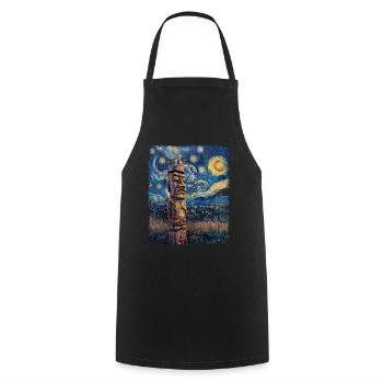 Tiki Luau Hawaïen Hawaïen Tiki Masque Nuit étoilée - Tablier de cuisine - noir - Devant - AI Model Male 185 dark (185cm)