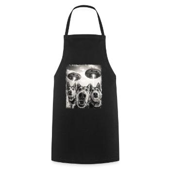 Mushing Sled Dog Sledding UFO Alien Extraterrestri - Cooking Apron - black - Front - AI Model Male 185 dark (185cm)