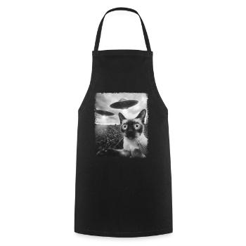 Siamese Cat UFO Alien Alien Selfie - Cooking Apron - black - Front - AI Model Male 185 dark (185cm)