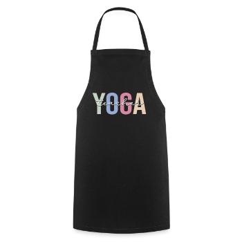 Professeur de Yoga Professeur de Yoga - Tablier de cuisine - noir - Devant - AI Model Male 185 dark (185cm)