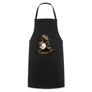 Bearded Dragon Lizard Bluegrass Banjo Player - Cooking Apron - black - Front - AI Model Male 185 dark (185cm)