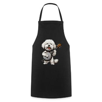 Bichon frisé chien joueur de banjo bluegrass - Tablier de cuisine - noir - Devant - AI Model Male 185 dark (185cm)