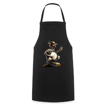 Flamingo Animal Joueur de banjo bluegrass - Tablier de cuisine - noir - Devant - AI Model Male 185 dark (185cm)