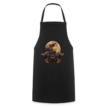 Abyssinian Cat Howling Moon - Cooking Apron - black - Front - AI Model Male 185 dark (185cm)