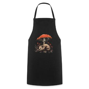 Cottagecore Aesthetic Sleeping Sloth Mushroom Vinta - Cooking Apron - black - Front - AI Model Male 185 dark (185cm)