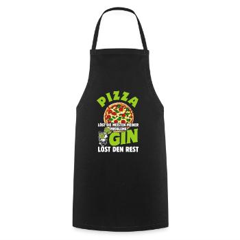 Pizza löst die meisten meiner Probleme - Gin - Kochschürze - Schwarz - Vorne - AI Model Male 185 dark (185cm)