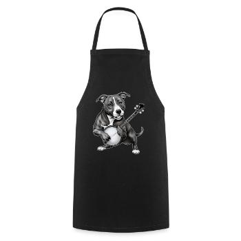 Pitbull Pittie Dog Joueur de banjo bluegrass - Tablier de cuisine - noir - Devant - AI Model Male 185 dark (185cm)