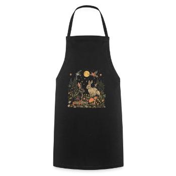 Cottagecore Aesthetic Rabbit Moon Mushroom Witchy - Cooking Apron - black - Front - AI Model Male 185 dark (185cm)