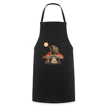 Cottagecore Aesthetic Frog Playing Guitar Pil - Cooking Apron - black - Front - AI Model Male 185 dark (185cm)