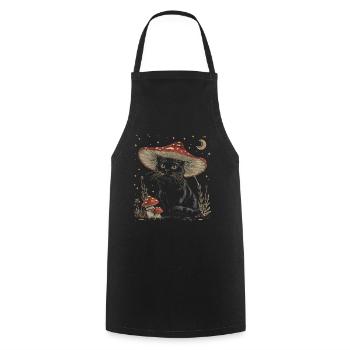 Cottagecore Ästhetische schwarze Katze Pilz Hut Wi - Kochschürze - Schwarz - Vorne - AI Model Male 185 dark (185cm)