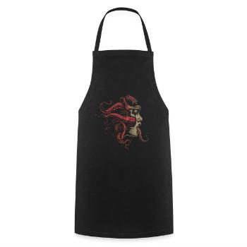 Bizarrecore Esthétique Pieuvre Femme Visage Horreur - Tablier de cuisine - noir - Devant - AI Model Male 185 dark (185cm)